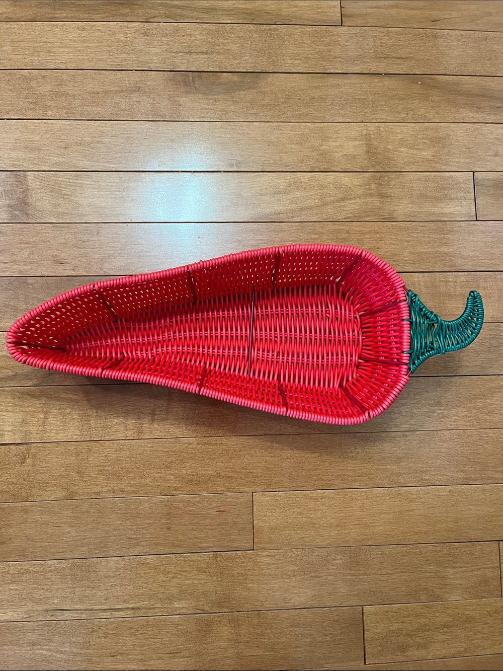 Handwoven Red Chili Pepper Basket with Green Stem - Home Accents
